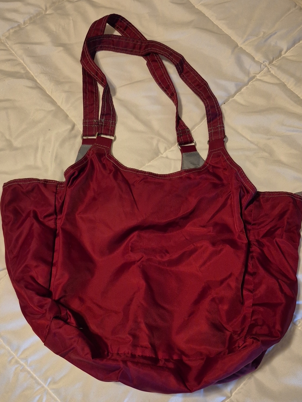 Avon Deep Red Nylon Tote with Dual Straps